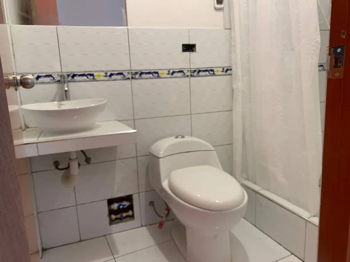 Baño con ducha y lavabo